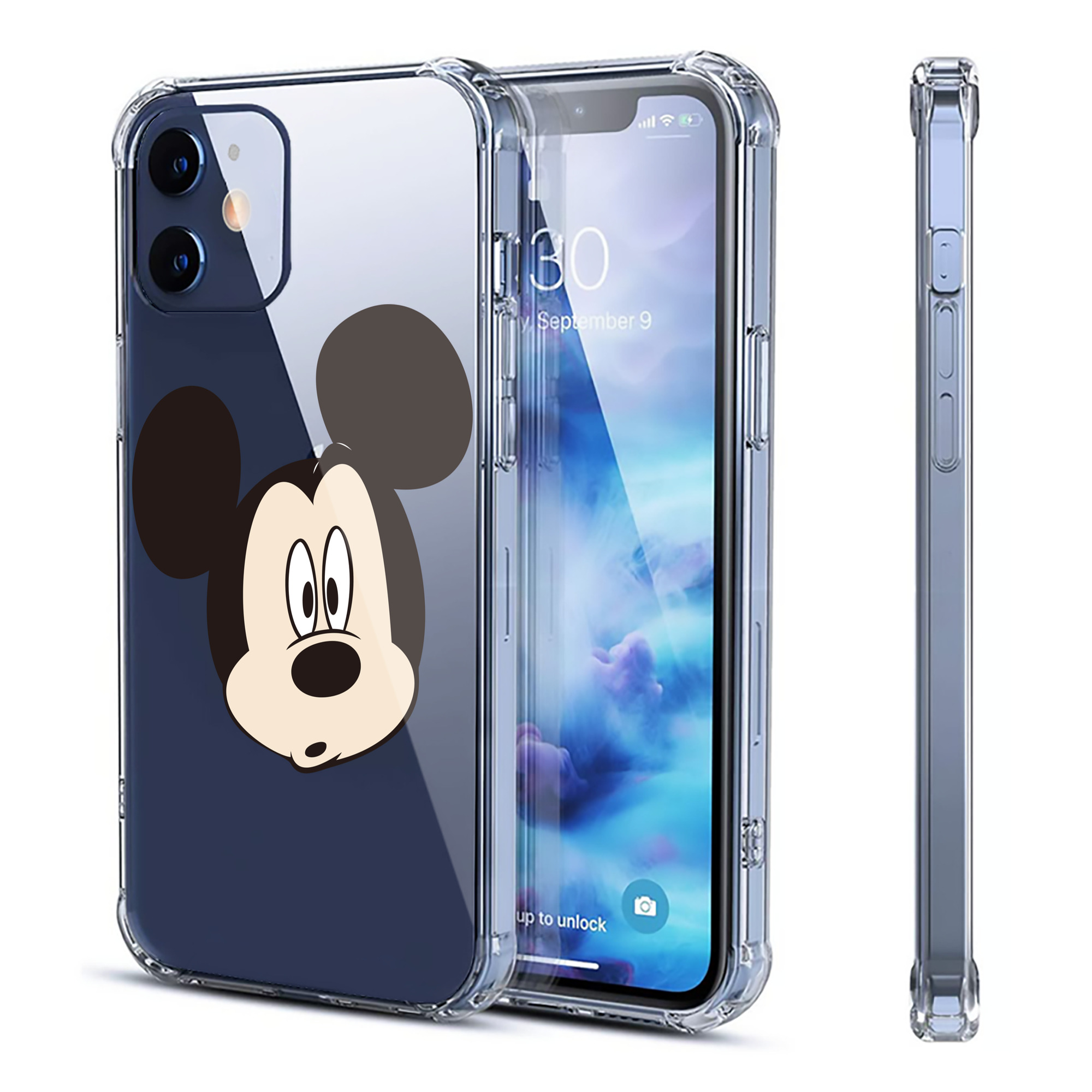 （画像用） ミッキーマウス Mickey Mouse 【iPhone 12シリーズ対応】透明スマホケース（クリアソフトケース）